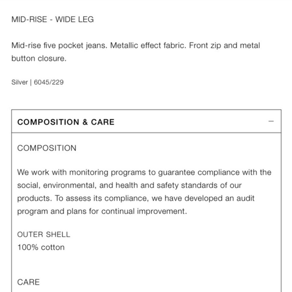 Zara Metallic Wide Leg Jeans Gray - Picture 16 of 16